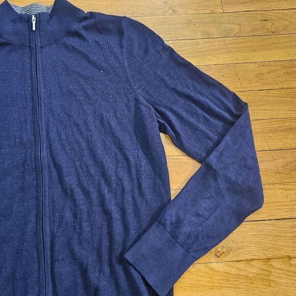 Patrick Assaraf Ribbed Merino Wool Full Zip Cardigan - Picture 2 of 9